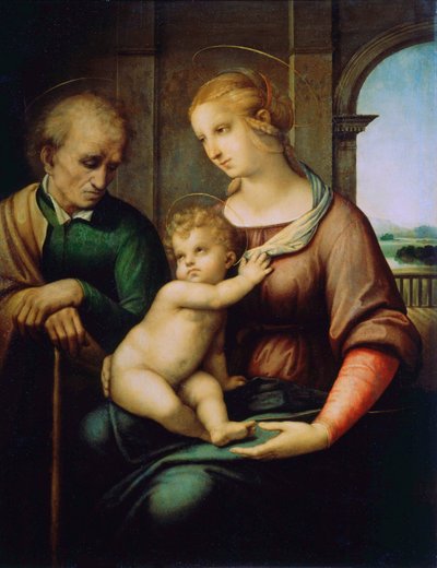 A Sagrada Família, ou Madonna com o Joseph Beardless, c1506 de Raffaello Sanzio Raphael