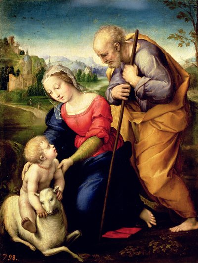 A Sagrada Família com um Cordeiro, 1507 de Raffaello Sanzio Raphael
