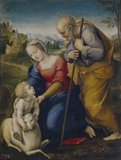 A Sagrada Família com um Cordeiro, 1507 de Raffaello Sanzio Raphael