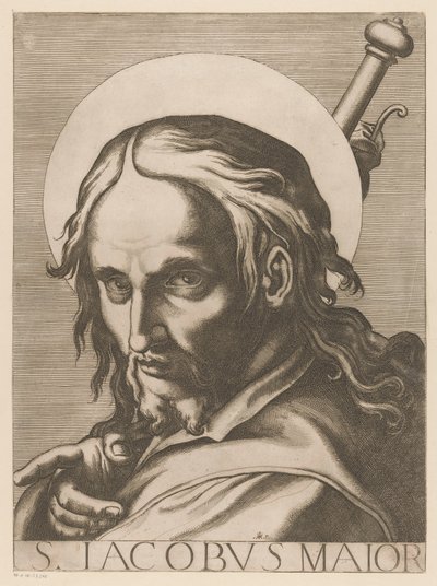 São Tiago de Meerdere São Tiago Maior (título no objeto) Cristo, Maria en de twaalf apostelen (título da série) O Sagrado Colégio Apostólico (título da série) de Raffaello Schiaminossi