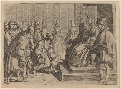 Margaret da Áustria dando audiência a um nobre de Raffaello Schiaminossi