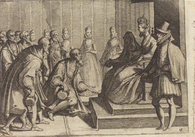 Margaret da Áustria dando audiência a um nobre [verso] de Raffaello Schiaminossi