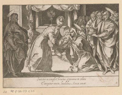 Presentatie van Christus in de tempel Vijftien Mysteries van de Rozenkrans (título da série) Quinze Mistérios do Rosário da Bem-Aventurada Virgem Maria (título da série) de Raffaello Schiaminossi