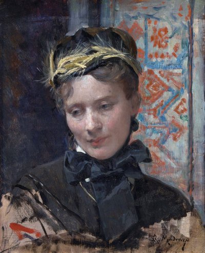 Retrato de uma Senhora - Peinture de Raimundo de Madrazo y Garreta (1841-1920), Óleo sobre tela 1885-1896 - National Gallery, Londres 49,5x40 de Raimundo de Madrazo y Garreta