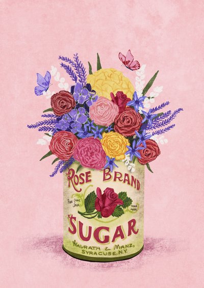 Flores numa lata vintage de Raissa Oltmanns