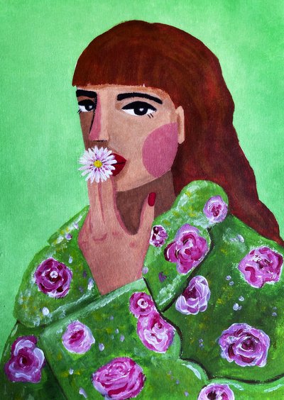 Mulher a fumar uma flor de Raissa Oltmanns