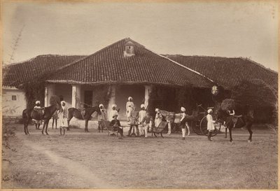 Dr. Morris e comitiva, Jhansi (recto) de Raja Deen Dayal