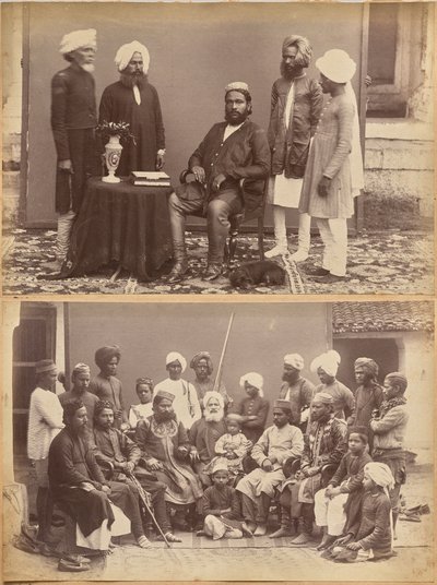 Ramkishore Singh, Rewa (recto, em cima); família de Mowhri Rahman Alli Khan, Rewa (recto, em baixo) de Raja Deen Dayal
