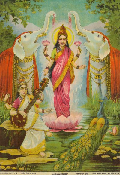 Lakshmi Saraswati Sanyog, de Raja Ravi Varma de Raja Ravi Varma