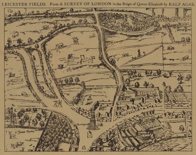 Leicester Fields, de uma pesquisa de Londres no reinado da rainha Elizabeth por Ralph Agas de Ralph Agas