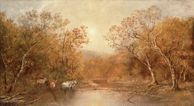 Paisagem com vacas (óleo sobre tela) de Ralph Albert Blakelock
