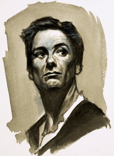Sir John Gielgud como Hamlet (guache sobre papel) de Ralph Bruce