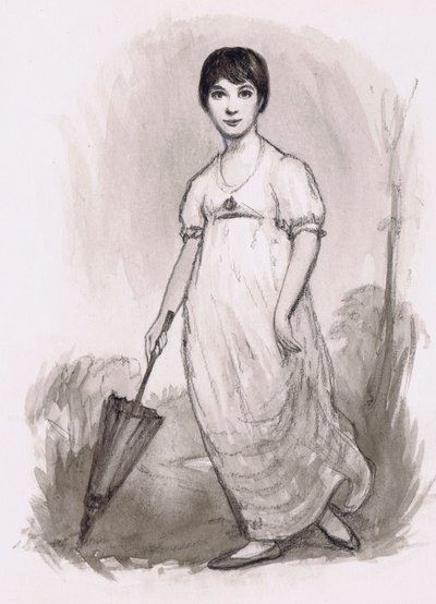 A jovem Jane Austen (lápis e aguarela) de Ralph Bruce