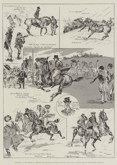 Esboços na Câmara dos Comuns e Brigada de Guardas Raças Ponto-a-Ponto, Bourton Estate, Buckingham, 26 de março de Ralph Cleaver