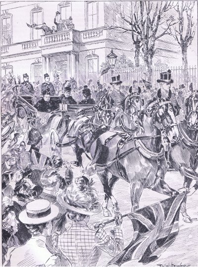 A última visita de Queens a Londres, em março de 1900, ilustra a história deCassells of England, de 1900 de Ralph Cleaver