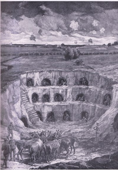 Os modernos habitantes das cavernas, da História da Grande Guerra Vol. 3 publicada pela Waverley Book Co Limited, c.1920 de Ralph Cleaver