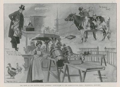 A exposição da Associação Britânica de Produtores de Leite no Salão da Agricultura (gravura) de Ralph Cleaver