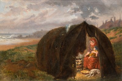 Ciganos acampados na praia, perto de South Shields, 1876 de Ralph Hedley