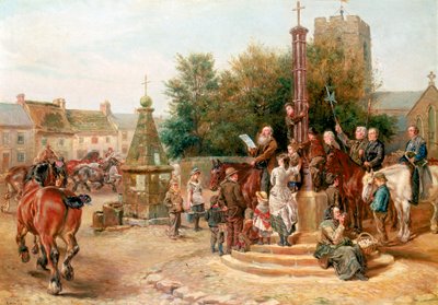 Proclamando a Feira de Stagshaw em Corbridge de Ralph Hedley