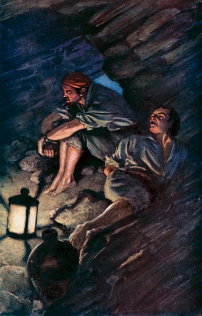 Ilustração para Robinson Crusoe de Daniel Defoe (cor litho) de Ralph Noel Pocock