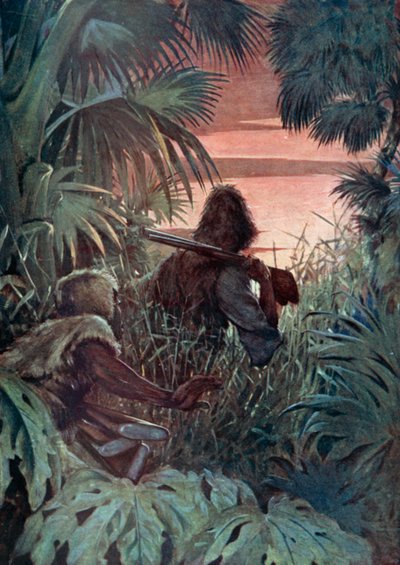 Ilustração para Robinson Crusoe de Daniel Defoe (cor litho) de Ralph Noel Pocock