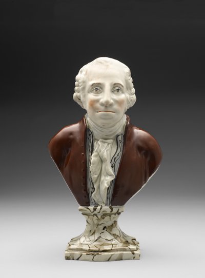 Busto de George Washington, c. 1782-1795 (faiança esmaltada com chumbo (pérolas) com esmalte sobre esmalte) de Ralph Sr. Wood