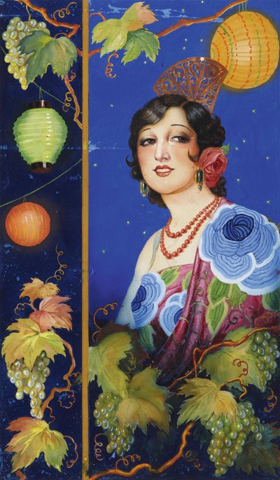 Jovem Mulher com Shawl, c.1925 (guache sobre papel) de Ramón José Izquierdo y Garrido
