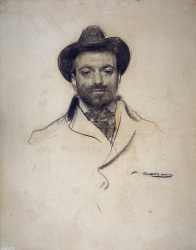 "Retrato do pintor e fotógrafo espanhol Jose Maria Sert (1874-1945) Desenho a carvão de Ramon Casas (1866-1932) 1904 Colecção privada de Ramón Casas