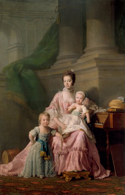 Rainha Charlotte 1744-1818, com seus dois filhos mais velhos, 1769 de Ramsay