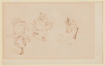 "But While They Were All Thus A Merry-Making", estudo para "A Frog He Would A-Wooing Go", c.1875 (tinta e aguarela sobre papel) de Randolph Caldecott