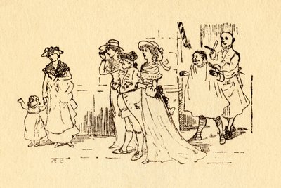 Os espectadores observam John Gilpin passar a galope, 1878, c1918. de Randolph Caldecott