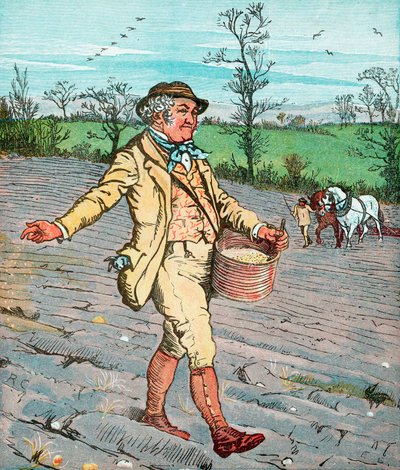 Agricultor semeando transmissão de sementes, 1881 de Randolph Caldecott