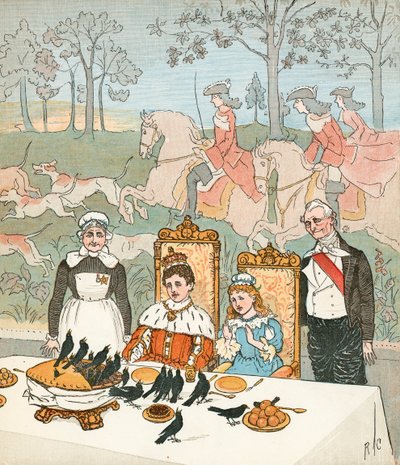 Quatro e vinte melros (litografia a cores) de Randolph Caldecott