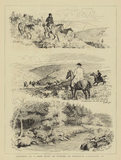 Esboços em uma caçada de cervos em Exmoor de Randolph Caldecott