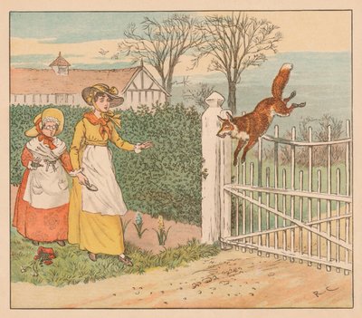 A raposa saltando sobre o portão dos parsons, c1883. de Randolph Caldecott