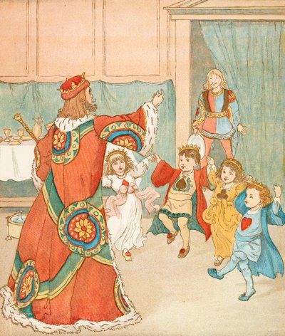 O Rei de Copas pediu aquelas tartes (litografia a cores) de Randolph Caldecott