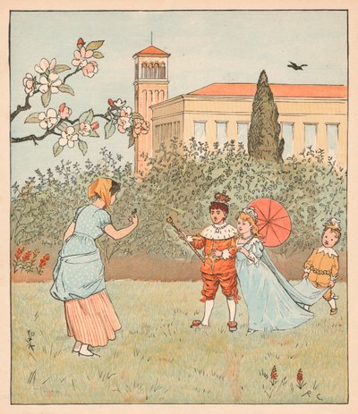 A empregada doméstica e a Jenny Wren, 1880. de Randolph Caldecott
