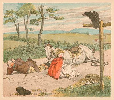 A égua quebrou os joelhos e o fazendeiro sua coroa, c1885, 1934. de Randolph Caldecott
