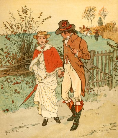 Dois jovens amantes em uma pista, c1880. de Randolph Caldecott