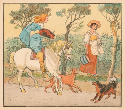 Onde você está indo, minha empregada doméstica bonita, c1882. de Randolph Caldecott