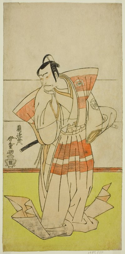 O ator Nakamura Nakazo I como Kudo Suketsune na peça Edo no Fuji Wakayagi Soga, apresentada no Teatro Nakamura no primeiro mês, 1789 de Rantokusai Shundo