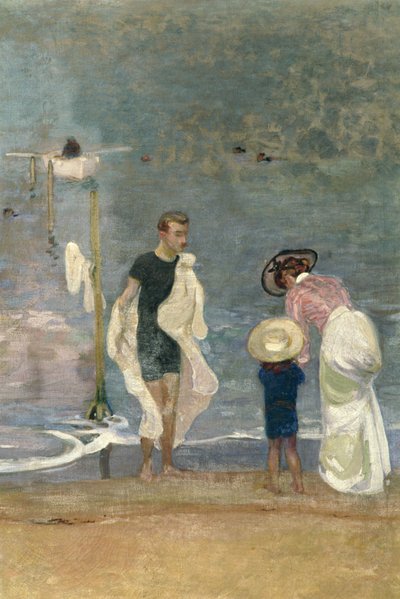 Na praia (óleo sobre tela) (detalhe) (ver também 164322) de Raoul Du Gardier