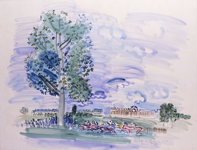 Chantilly - O Derby de 1928; Chantilly - Le Derby de 1928 de Raoul Dufy