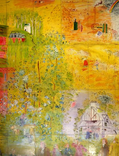 La Fee Electricite, pormenor do lado direito representando a colheita de Raoul Dufy