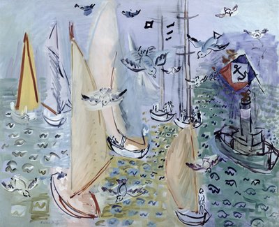 Regatas com as Gaivotas, c.1930 (óleo sobre tela) de Raoul Dufy