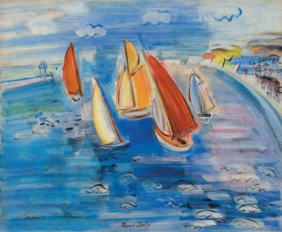 Regatas em Sainte-Adresse; Regates a Sainte-Adresse, c.1930 (óleo sobre tela) de Raoul Dufy