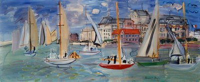 Regatas no porto de Trouville-Deauville, c.1938 (óleo sobre tela) de Raoul Dufy