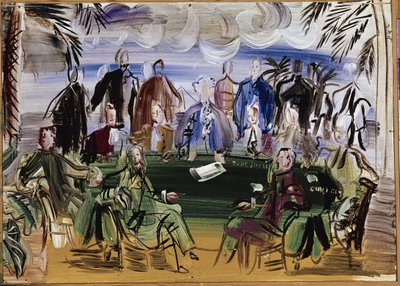 Cientistas à volta de uma mesa (óleo sobre tela) de Raoul Dufy