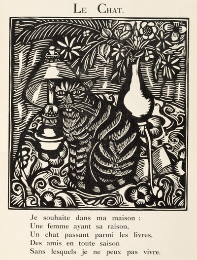 O Gato, ilustração de "O Bestiário ou Procissão de Orfeu de Raoul Dufy