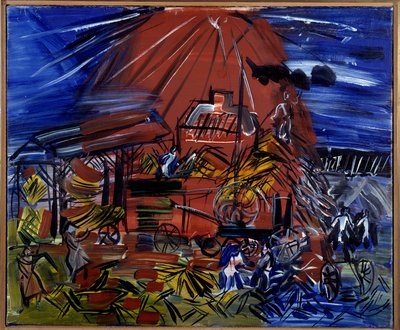 O Depiquage Vermelho e Azul, século XX (óleo sobre tela) de Raoul Dufy